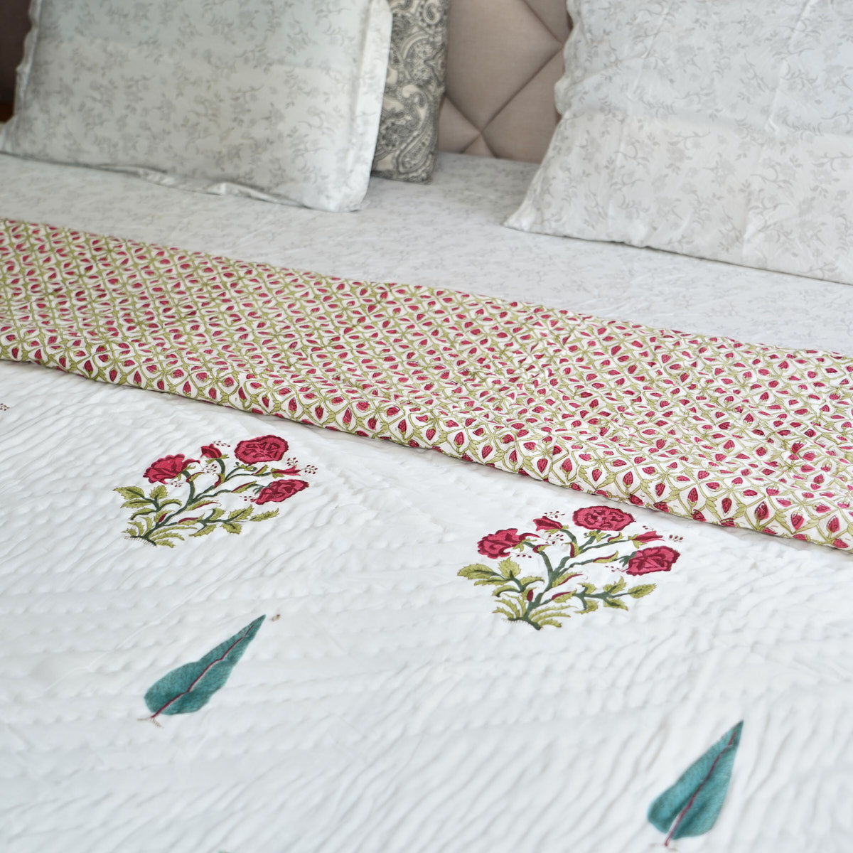 Wood Packer Reversible Hand Block Printed Cotton Quilt