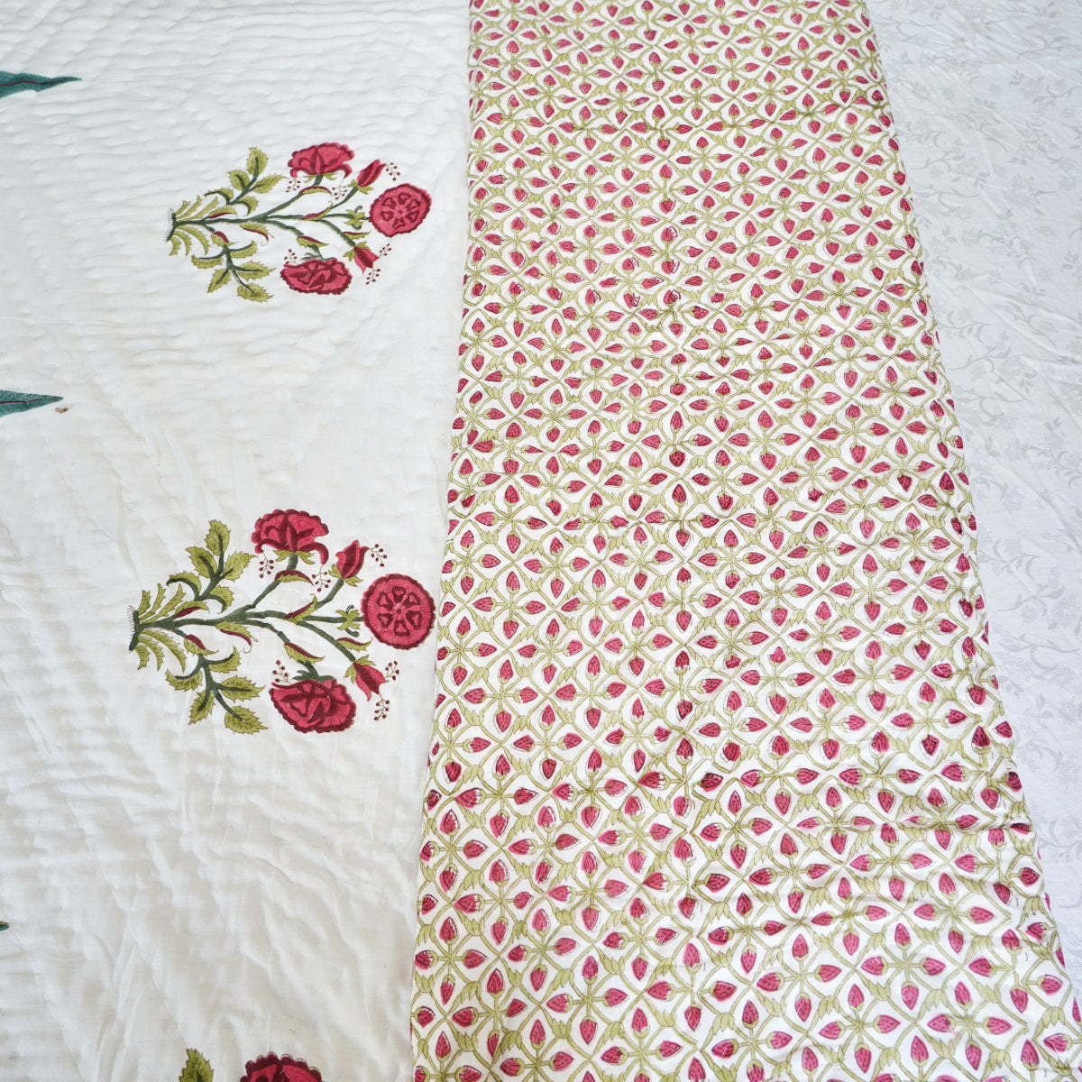 Wood Packer Reversible Hand Block Printed Cotton Quilt